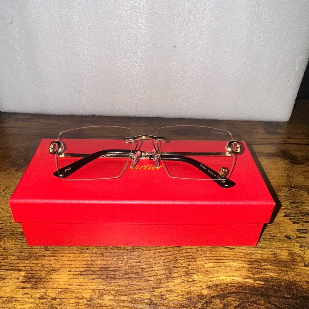 Cartier clear lens Gold and Black Men's Glasses